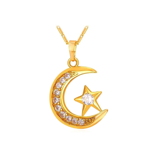 Halsband med halvmåne och stjärna - Guld