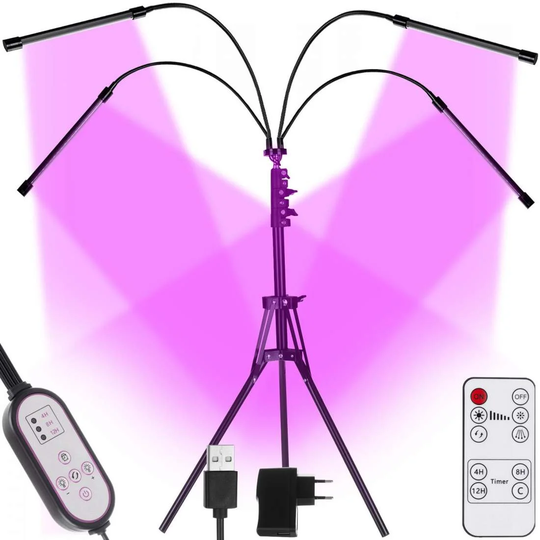 Växtlampa med 4 Justerbara Armar - LED