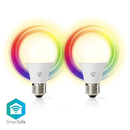 Nedis RGB Wi-Fi | E27 | 806 lm | 9 W | RGB / Warm to Cool White | 2700 - 6500 K | 2-pack