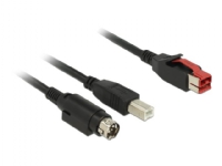 Delock - USB-kabel med egen strömförsörjning - USB PlusPower (24 V) (hane) till USB typ B, Ström mini-DiN (hane) - 24 V - 3 m - svart