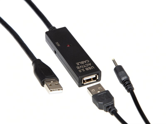 iiglo Förlängningskabel USB A 2.0 hane till hona inkl. repeater 5m - Svart