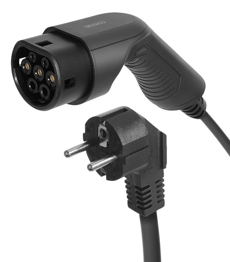 DELTACO e-Charge laddkabel, Schuko till typ 2, 1 fas, 3,6KW, 5m
