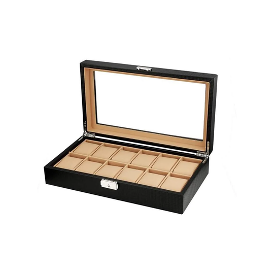 Klockbox, Svart - 12 Klockor