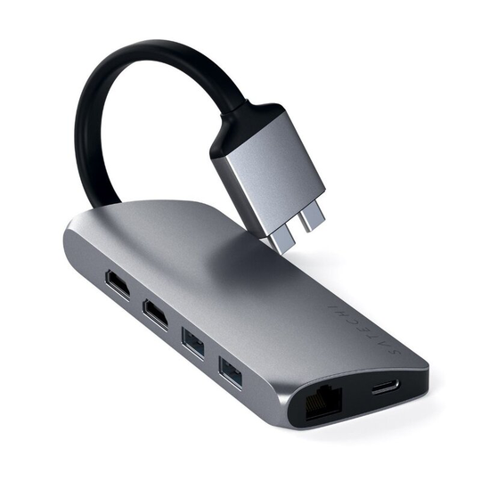 Satechi USB-C Multimedia Adapter Dual 4K HDMI Gigabit Ethernet - Space Grey