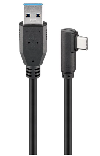 Vinklad USB-C till USB A-kabel i flera längder (2 meter)
