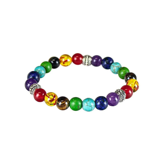 Chakraarmband med färgade pärlor