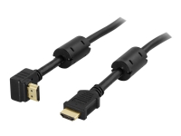 DELTACO HDMI-1030V - HDMI-kabel med Ethernet - HDMI han til HDMI han - 3 m - sort - vinklet stikforbindelse