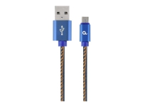 Cablexpert Premium - USB-kabel - USB (han) till Micro-USB Type B (han) - USB 2.0 - 2.1 A - 2 m - blå, Premium denim