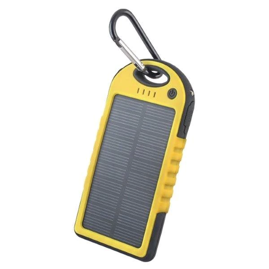 Solcellsdriven Powerbank 5000 mAh - Gul