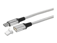 eSTUFF - USB-kabel - USB-C (han) magnetisk til USB-C (han) magnetisk - USB 2.0 - 5 - 20 V - 5 A - 2 m - USB Power Delivery (100 W), stöd för Power Delivery 3.0 - grå