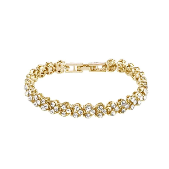 Klassiskt Armband med Strass - Guld