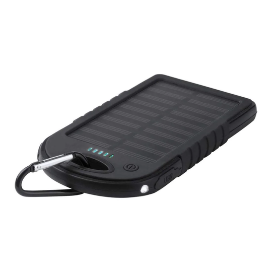 Powerbank med Solceller, 4000 mAh - Svart