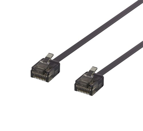 Deltaco UTP Cat6a Nätverkskabel Flat / 3m - Svart