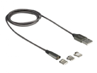 Delock Magnetic - USB-kabel - USB (hane) - 5 V - 2.4 A - 1 m - antracit