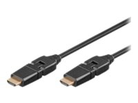 MicroConnect High Speed HDMI with Ethernet - HDMI-kabel med Ethernet - HDMI hane till HDMI hane - 2 m - 360° vridbar kontakt