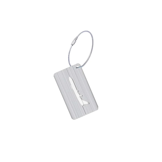 Bagagetag i Aluminium med flygplans motiv - Silver