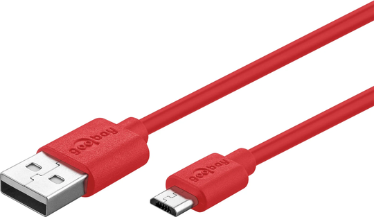 MicroUSB-kabel Goobay röd 1 meter