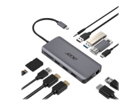 Acer 12-In-1 Type-C Adapter - Dockningsstation - USB-C - 2 x HDMI, DP - GigE - för Chromebook 51X Extensa 15 Nitro 5 Predator Triton 300 TravelMate Spin B3