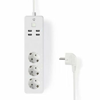Nedis WiFi Smart-grenuttag 4x zoner (3 Shucko + 4x USB)