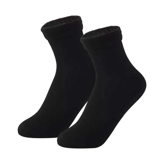 Strumpor med Fuskpälsfoder, Svart - Strl 36-42