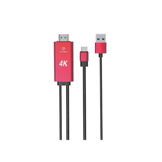 USB-C till HDMI-kabel med USB-A-kontakt - Röd