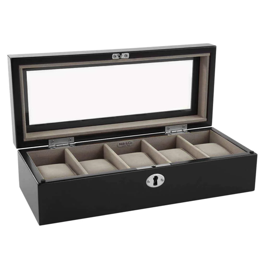 Klockbox för 5 Klockor, Svart - George