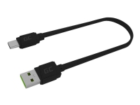 Green Cell GCmatte - USB-kabel - 24 pin USB-C (hane) till USB (hane) - 25 cm - platt - svart