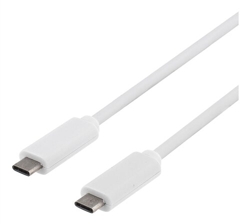 Deltaco USB 3.1 kabel, Typ C - Typ C, Gen 1, 0.5m - Vit
