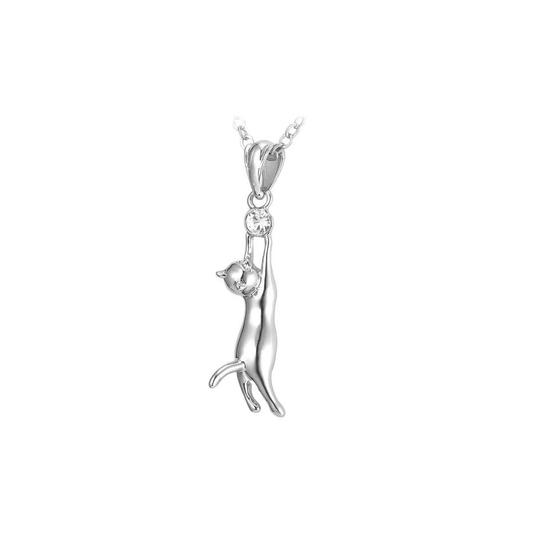 Halsband med katt-berlock - Silver