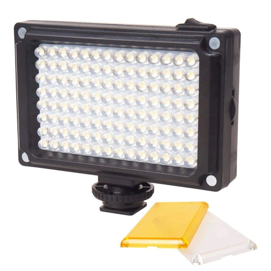Portabel LED Kameralampa med 2x Färgfilter